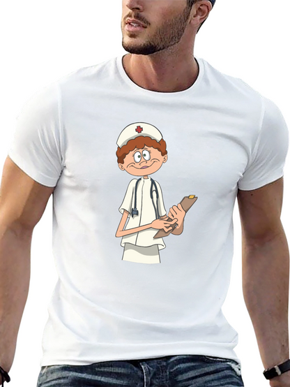 Cartoon Nurse T-Shirt - Black Graphic Tee