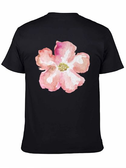 Floral Graphic Tee - Black Cotton T-Shirt