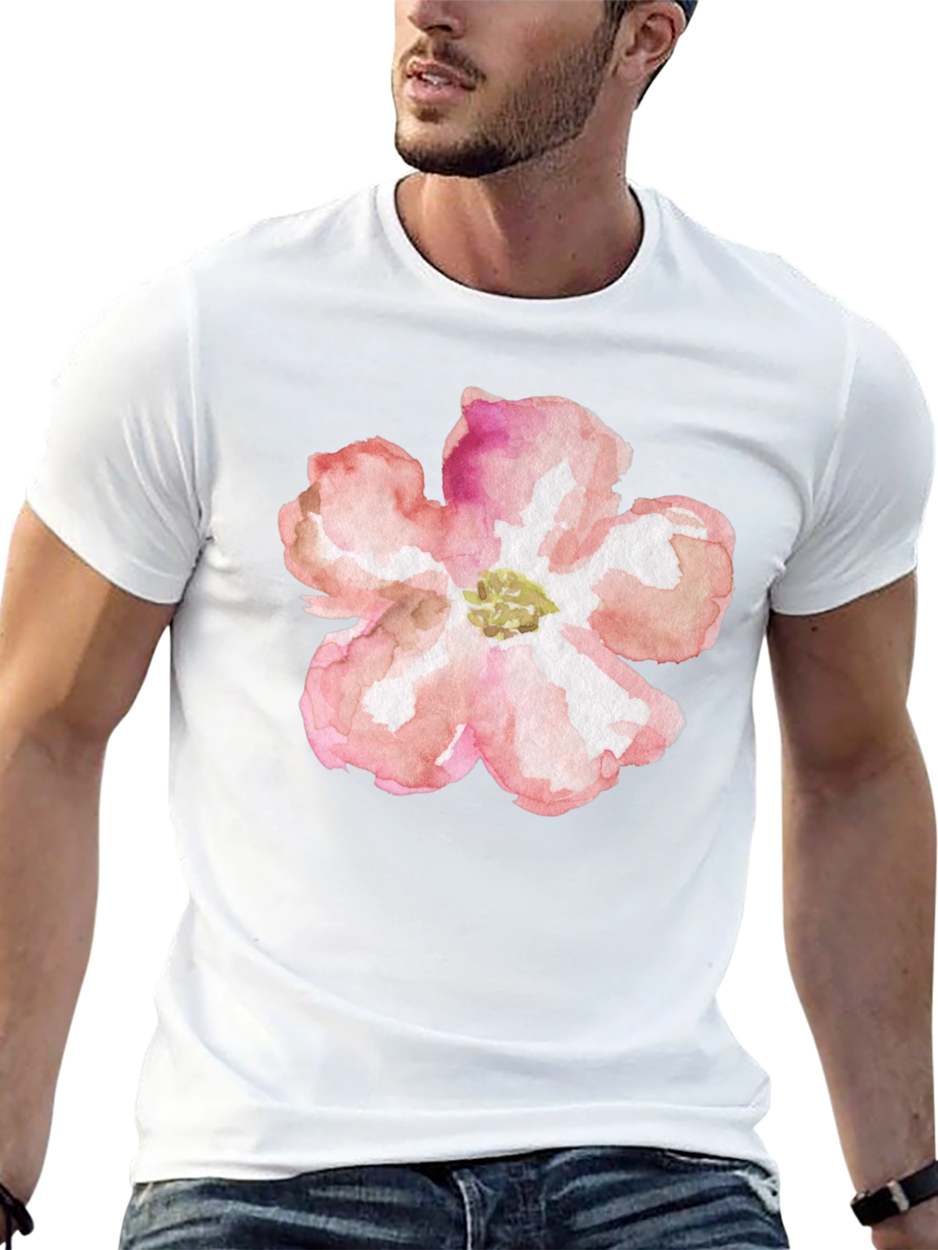 Floral Graphic Tee - Black Cotton T-Shirt