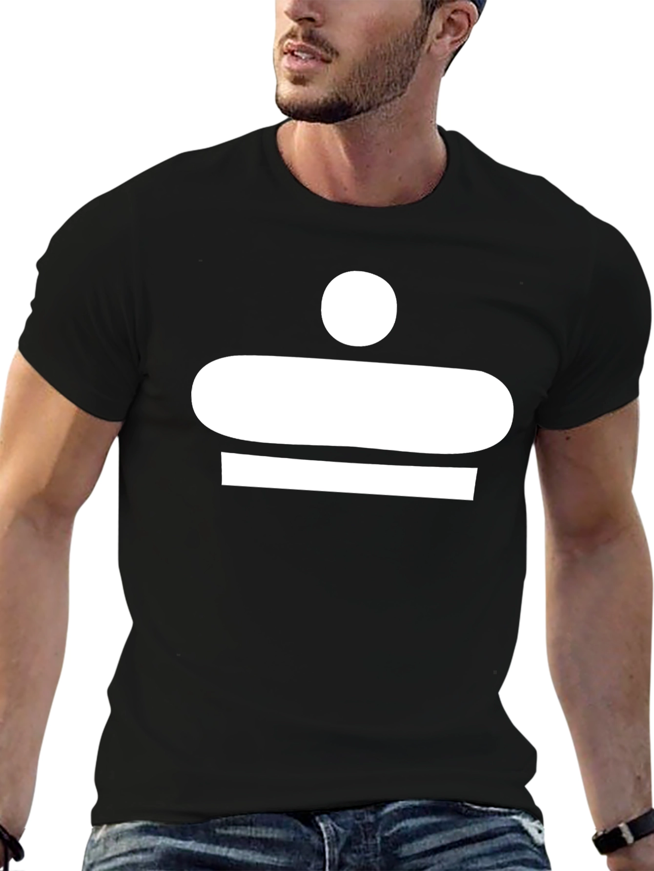 Abstract White Graphic Print Black T-Shirt