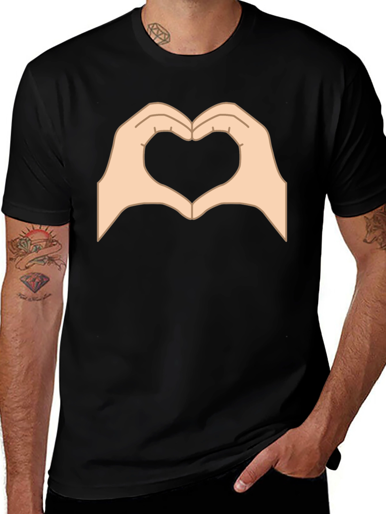Heart Hands Graphic Black T-Shirt - Love Gesture Tee