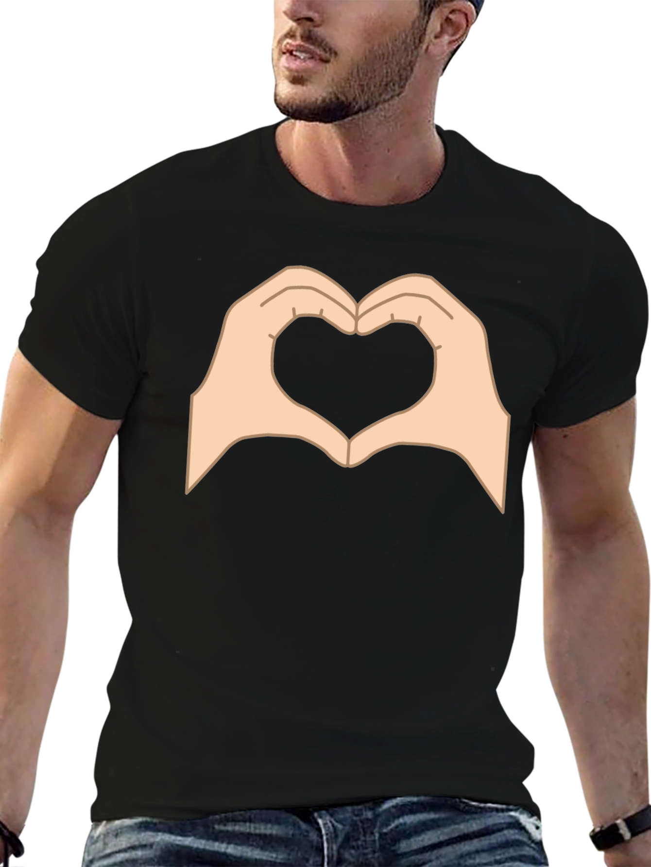 Heart Hands Graphic Black T-Shirt - Love Gesture Tee