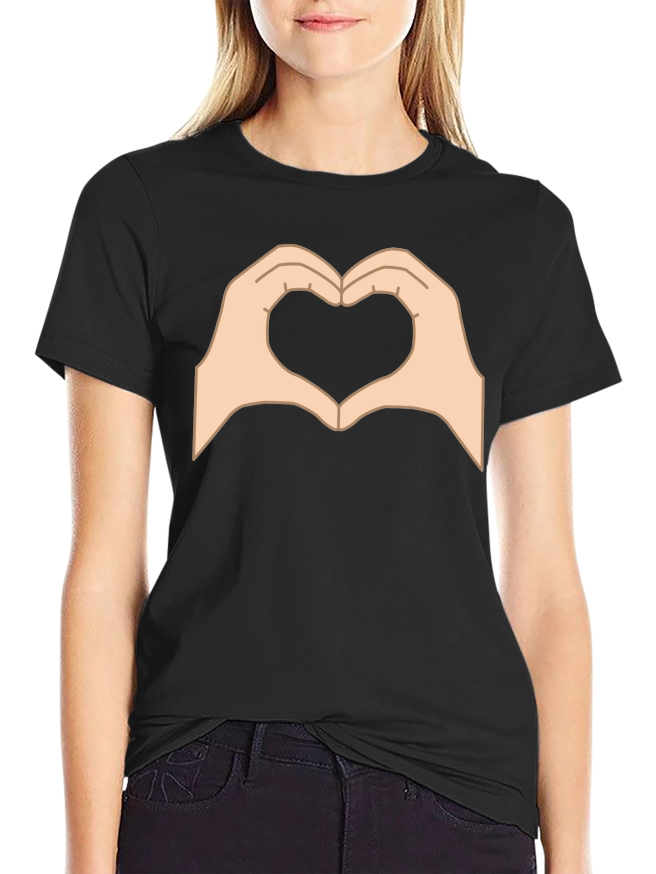 Heart Hands Graphic Black T-Shirt - Love Gesture Tee