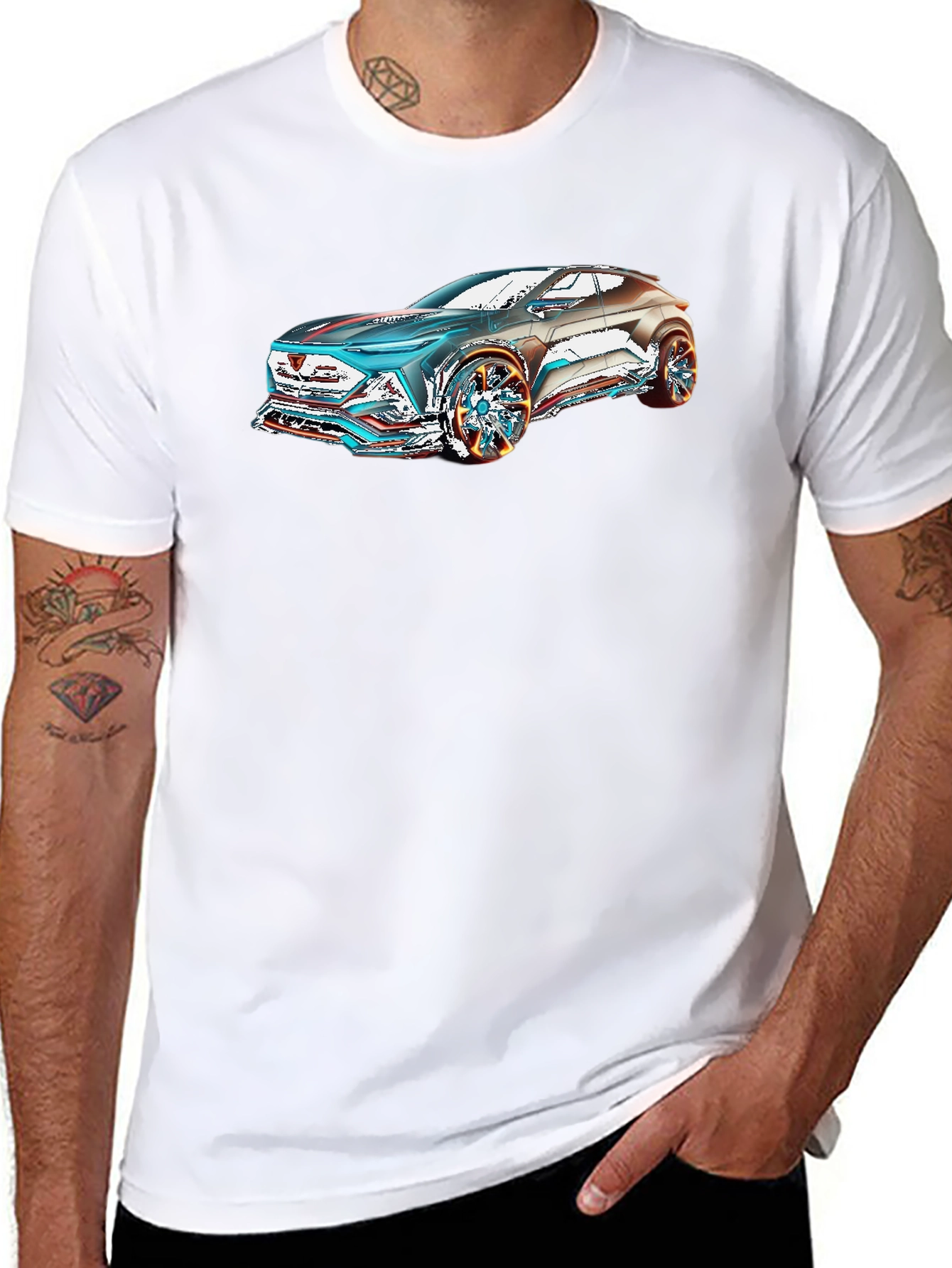 Futuristic Car Graphic Black T-Shirt
