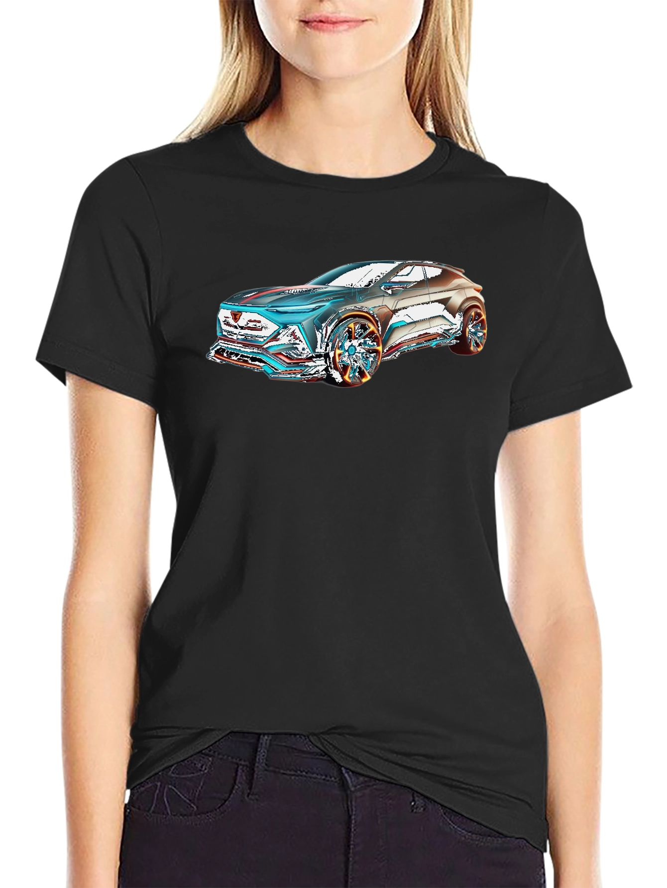 Futuristic Car Graphic Black T-Shirt