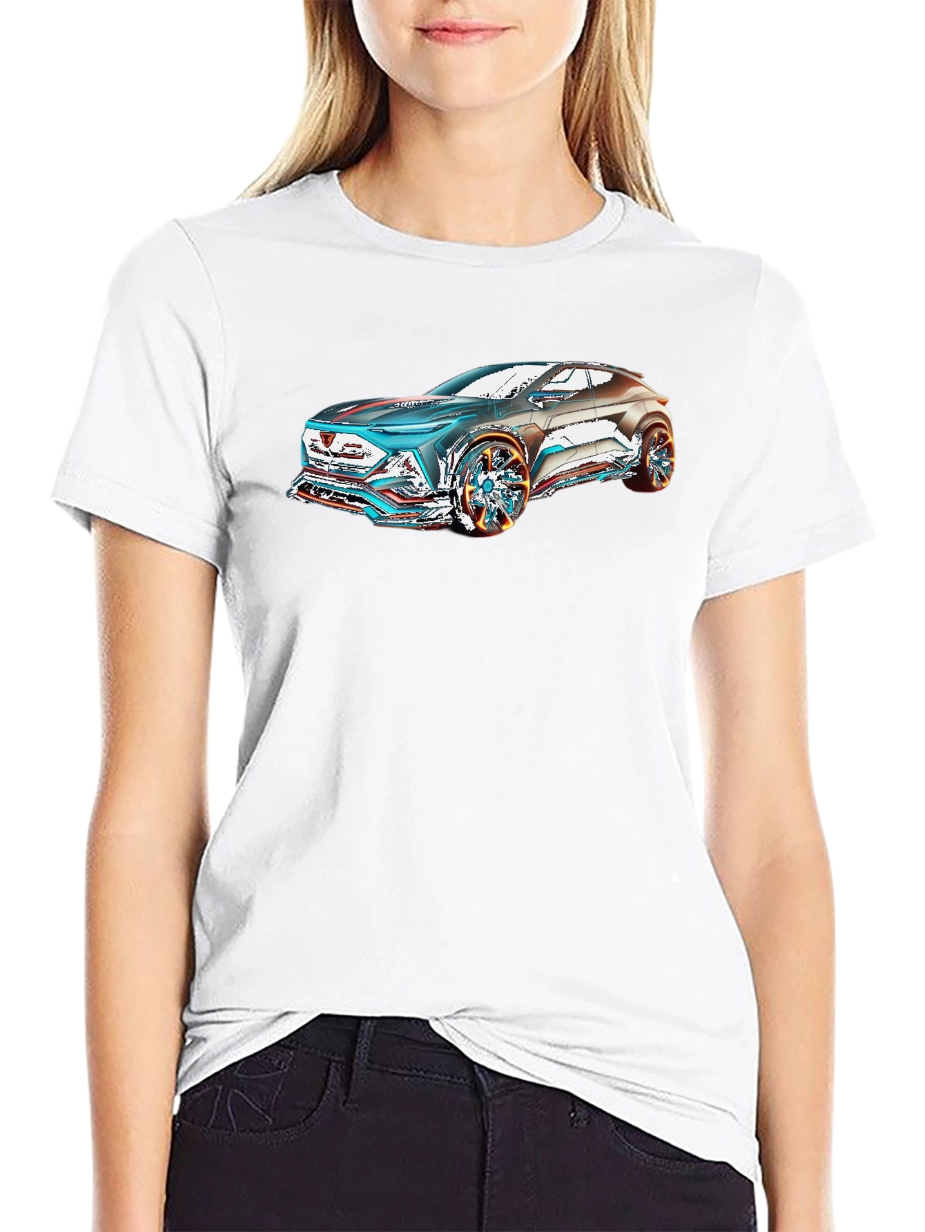 Futuristic Car Graphic Black T-Shirt