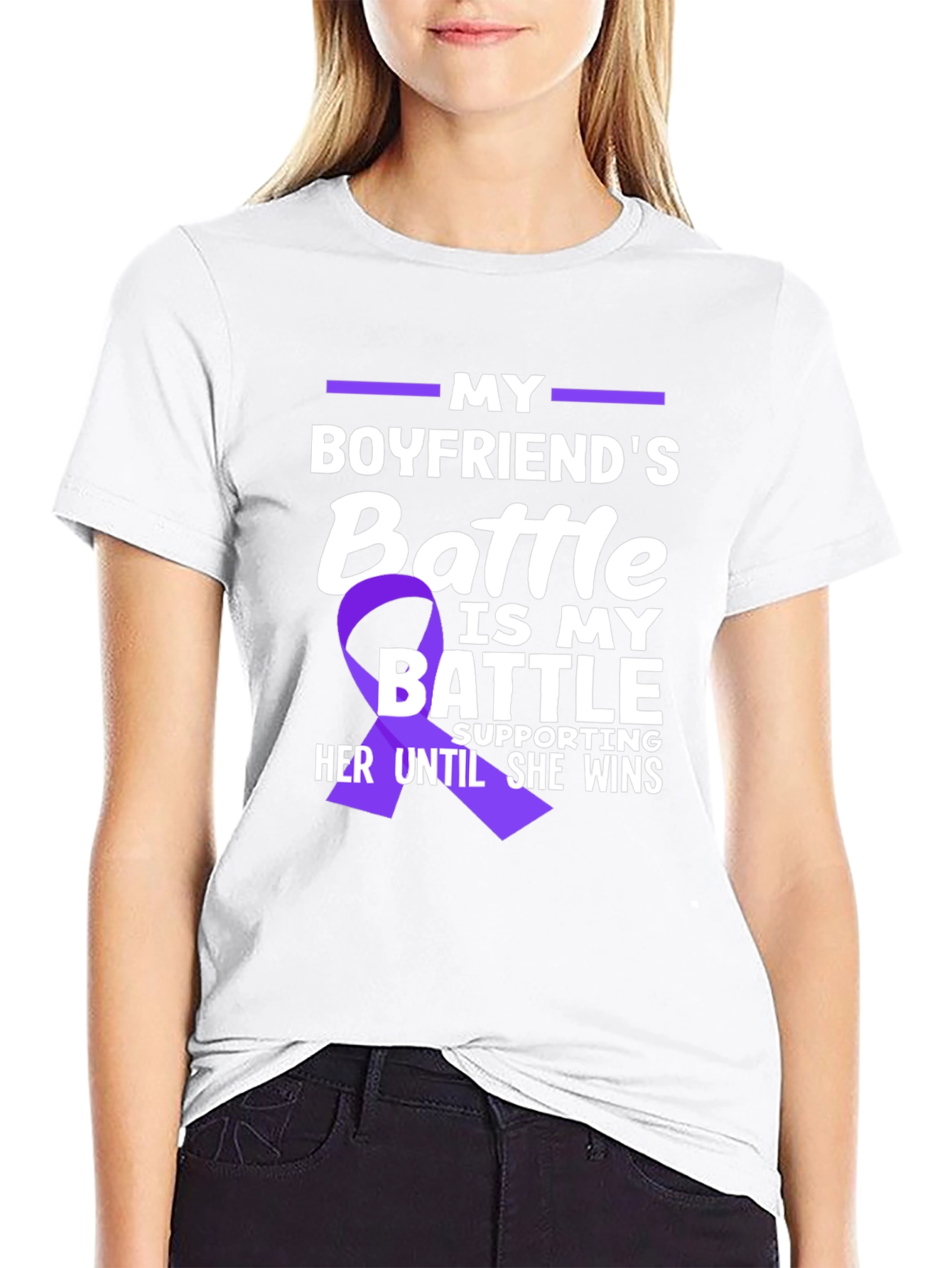 My Boyfriends Battle T-Shirt - Purple Ribbon Support