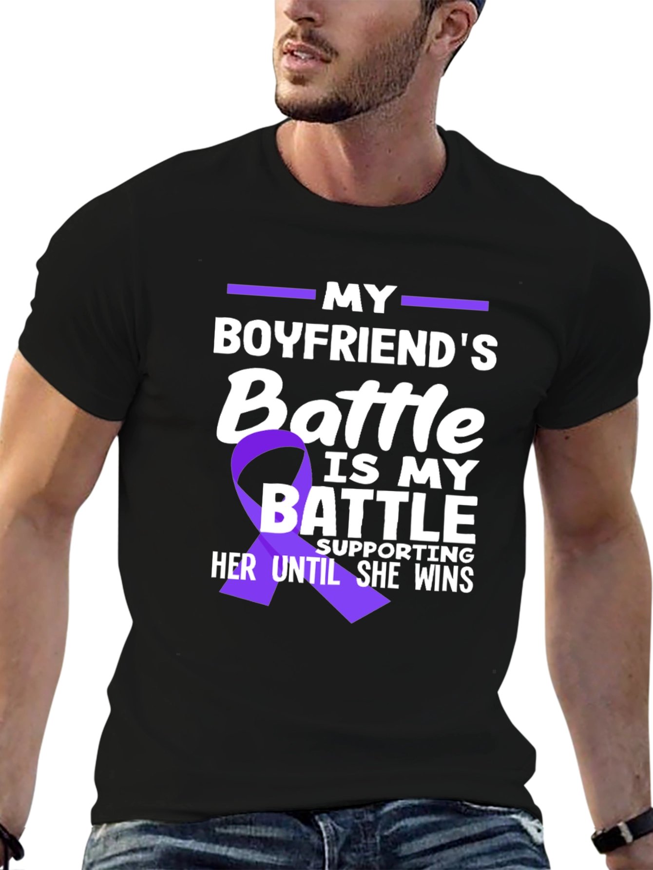 My Boyfriends Battle T-Shirt - Purple Ribbon Support