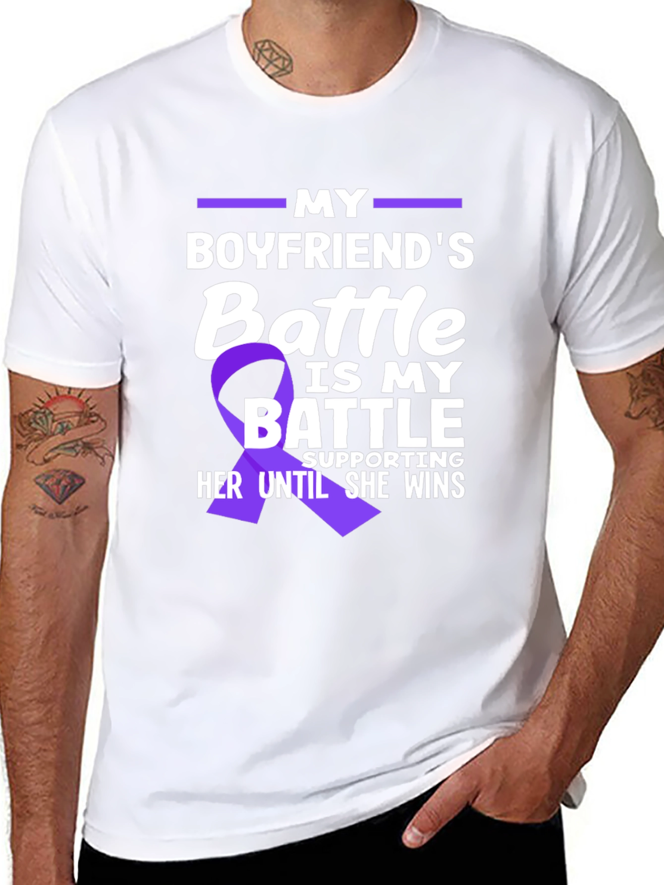 My Boyfriends Battle T-Shirt - Purple Ribbon Support