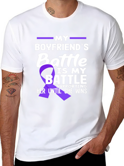 My Boyfriends Battle T-Shirt - Purple Ribbon Support