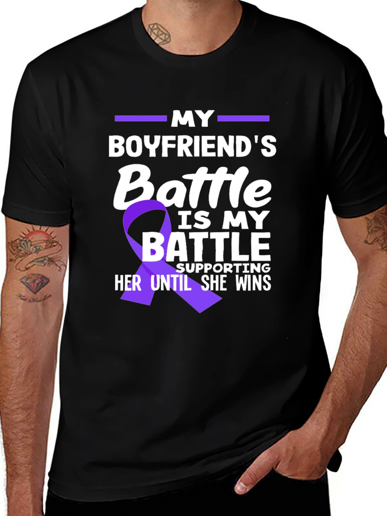 My Boyfriends Battle T-Shirt - Purple Ribbon Support