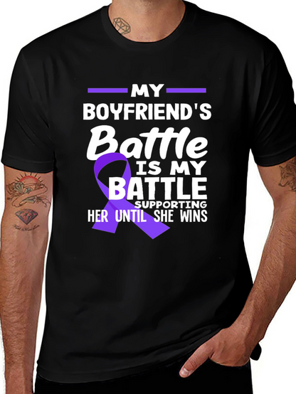 My Boyfriends Battle T-Shirt - Purple Ribbon Support