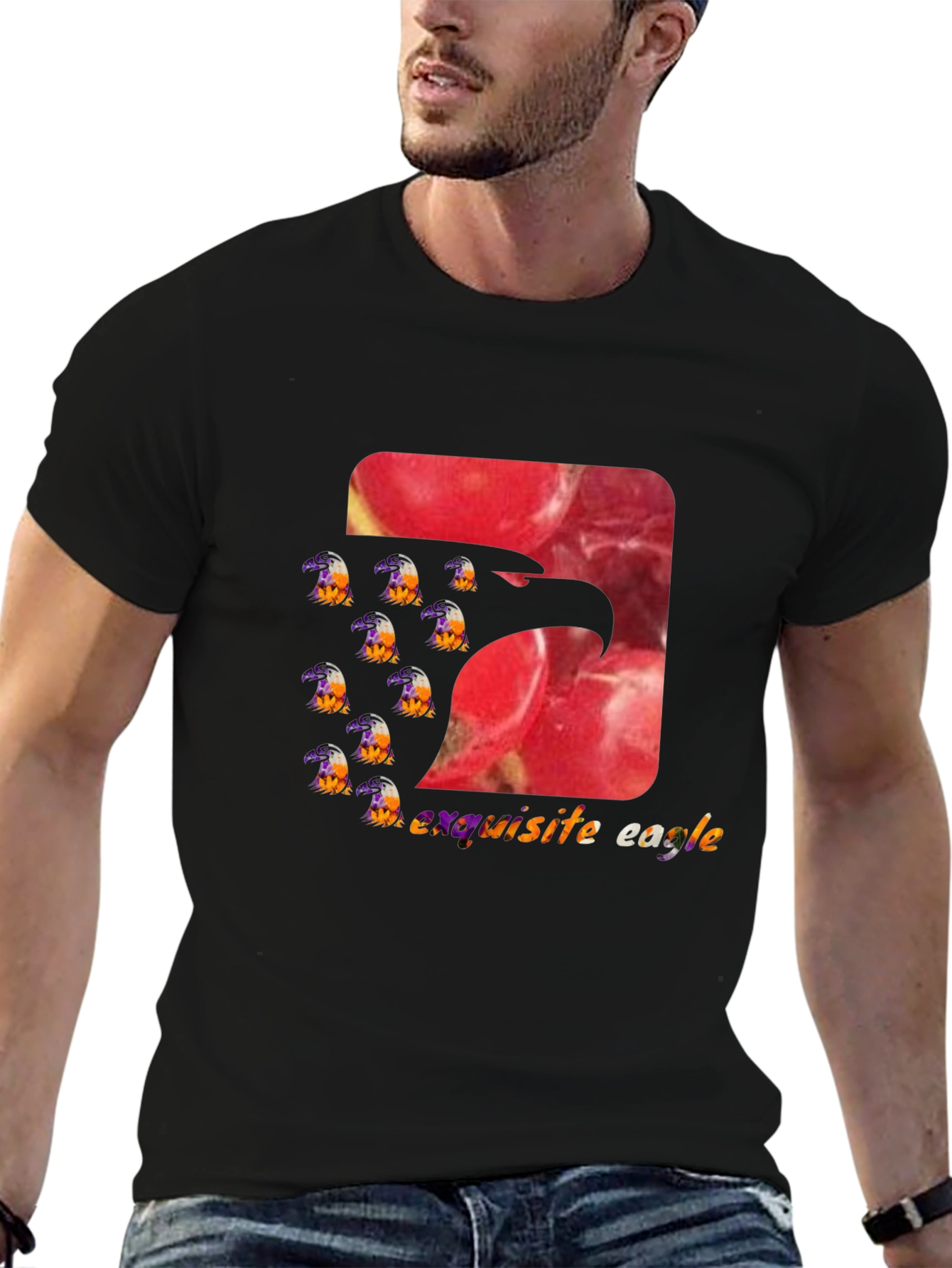 Exquisite Eagle Graphic Tee - Stylish Black T-Shirt