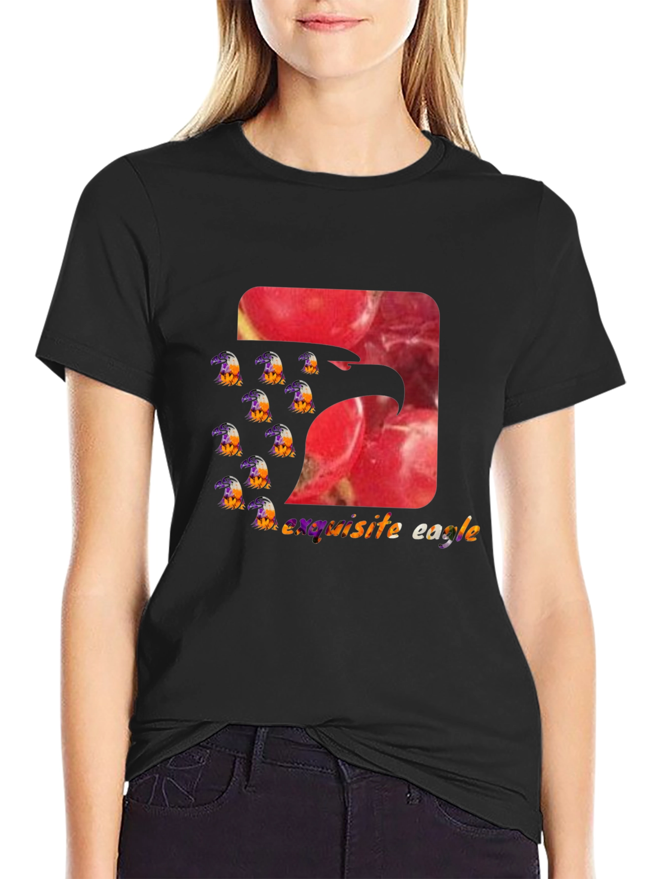 Exquisite Eagle Graphic Tee - Stylish Black T-Shirt