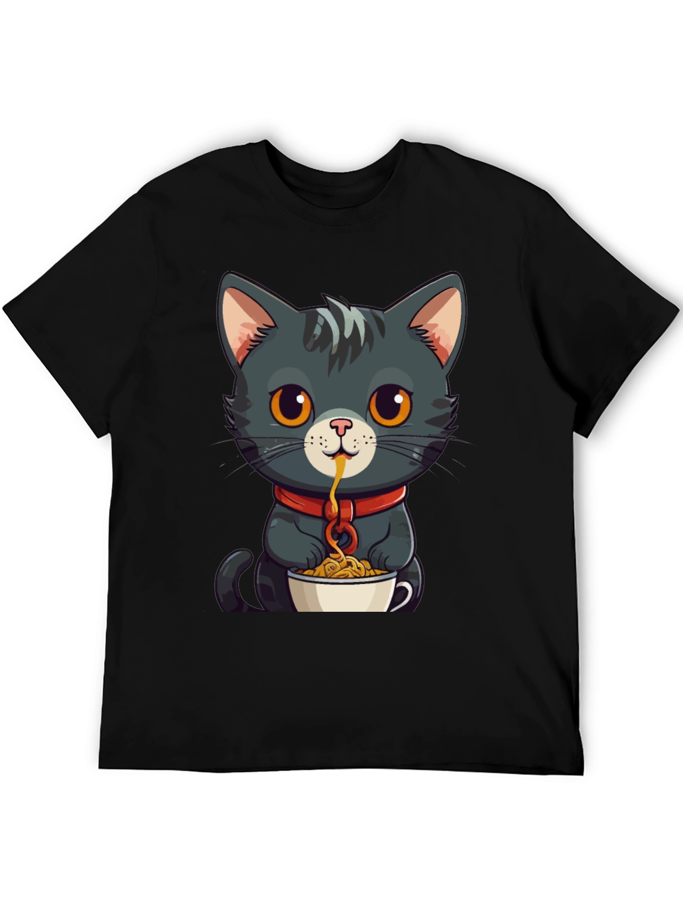 Cat Eating Spaghetti Graphic Tee