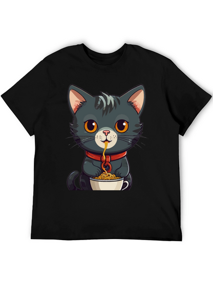 Cat Eating Spaghetti Graphic Tee