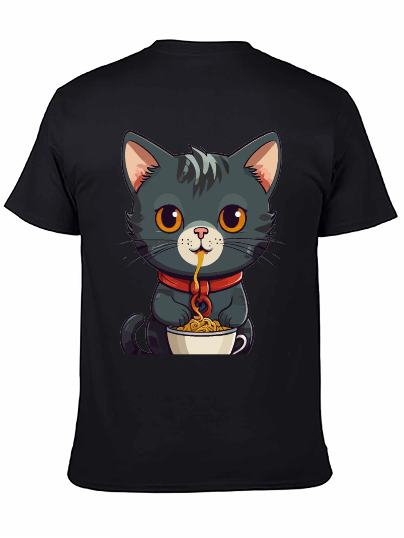Cat Eating Spaghetti Graphic Tee