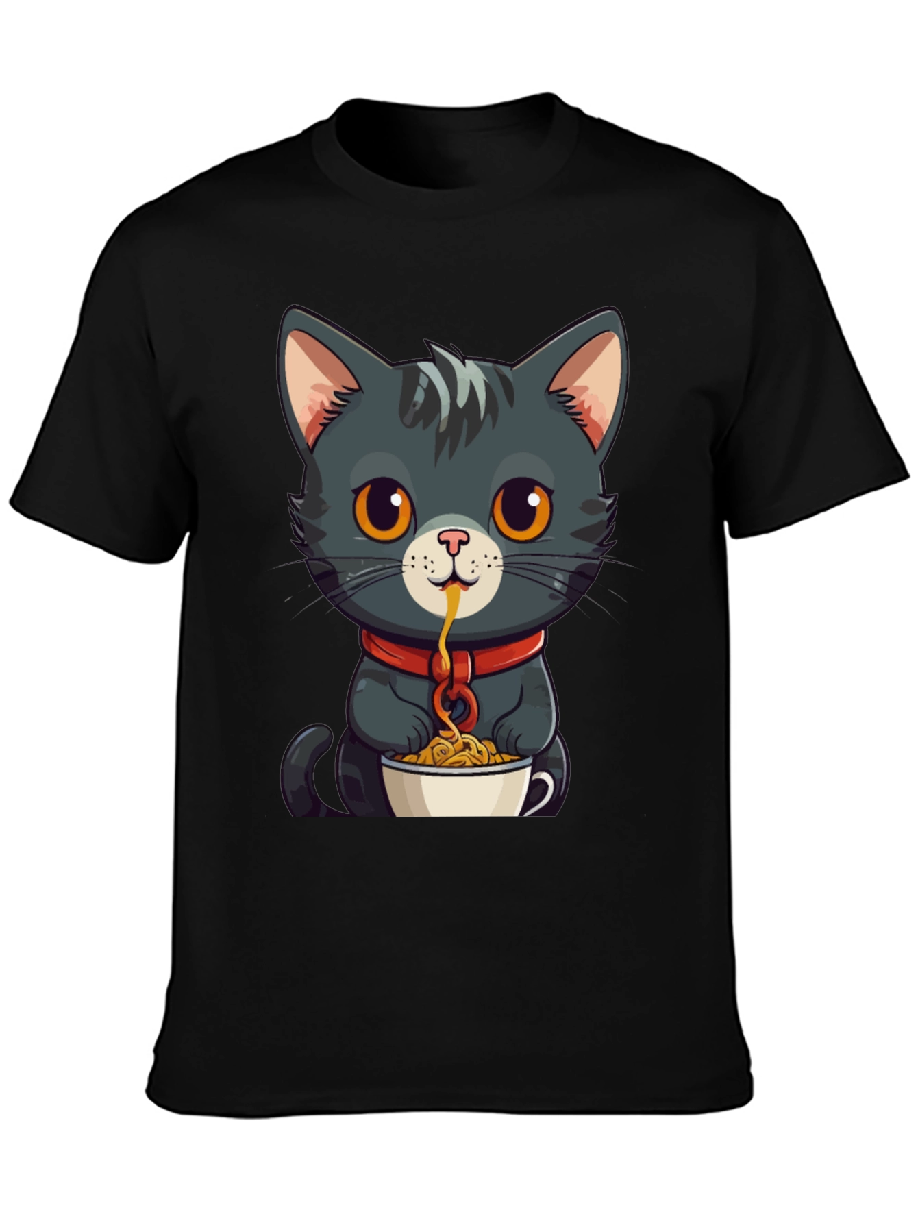 Cat Eating Spaghetti Graphic Tee