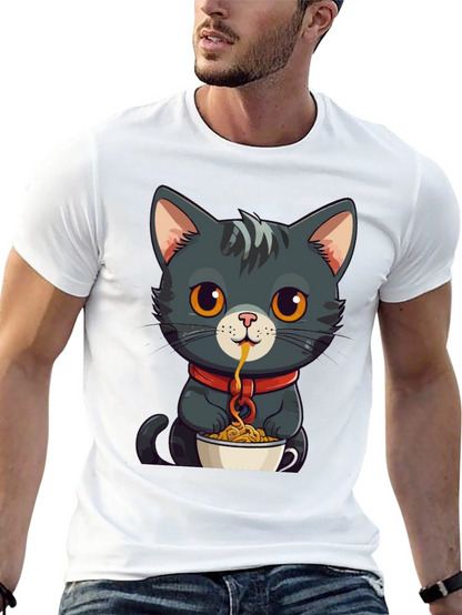 Cat Eating Spaghetti Graphic Tee