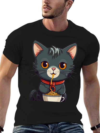 Cat Eating Spaghetti Graphic Tee