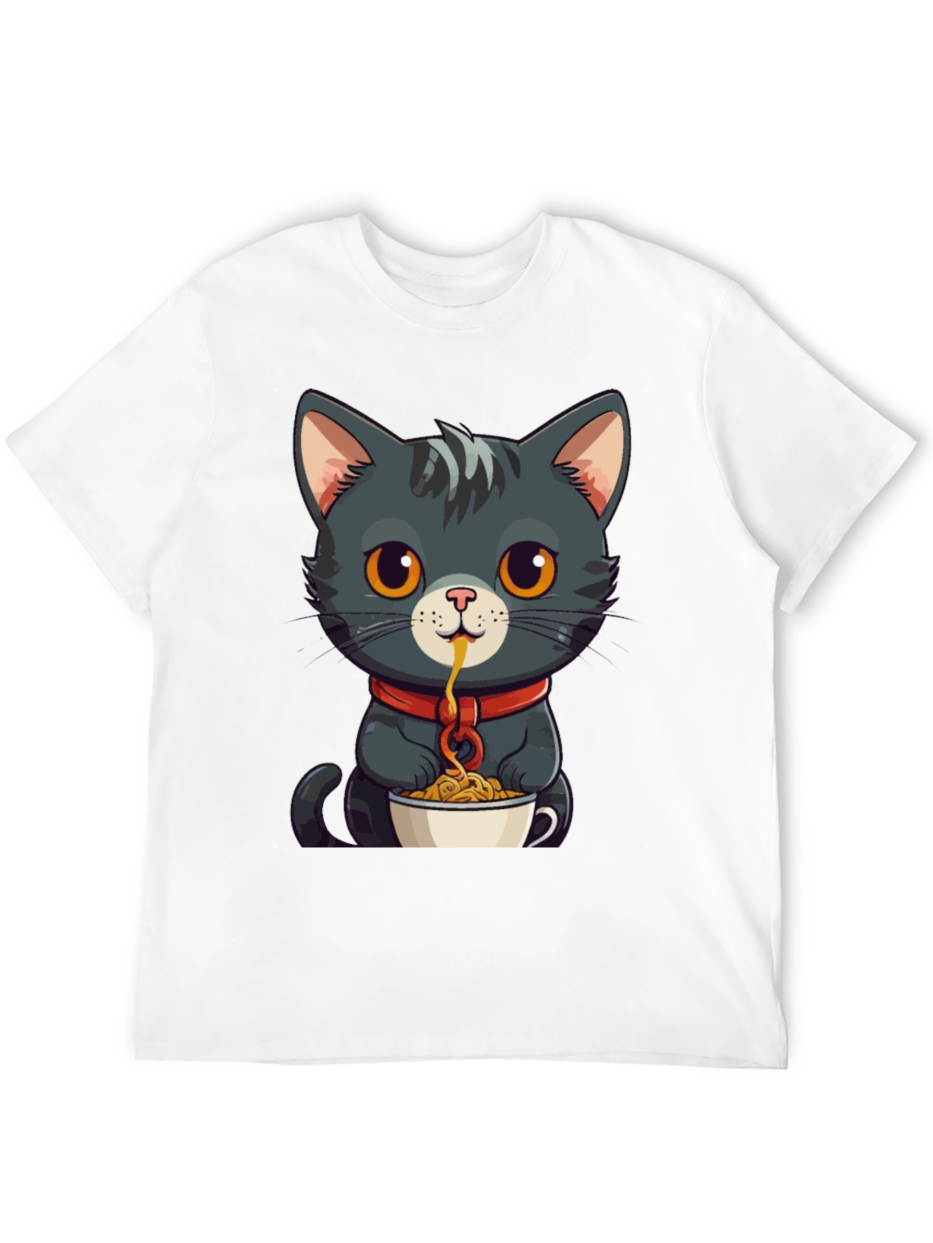 Cat Eating Spaghetti Graphic Tee
