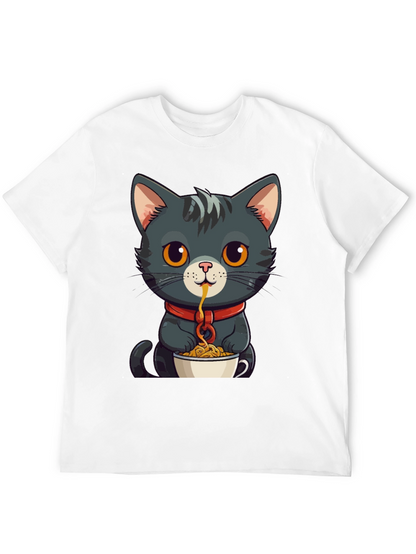 Cat Eating Spaghetti Graphic Tee