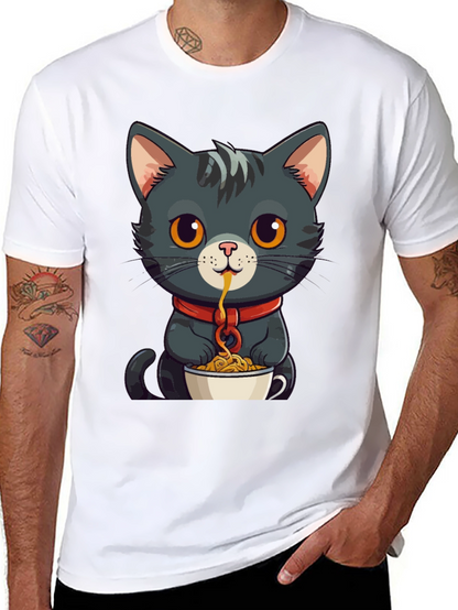 Cat Eating Spaghetti Graphic Tee