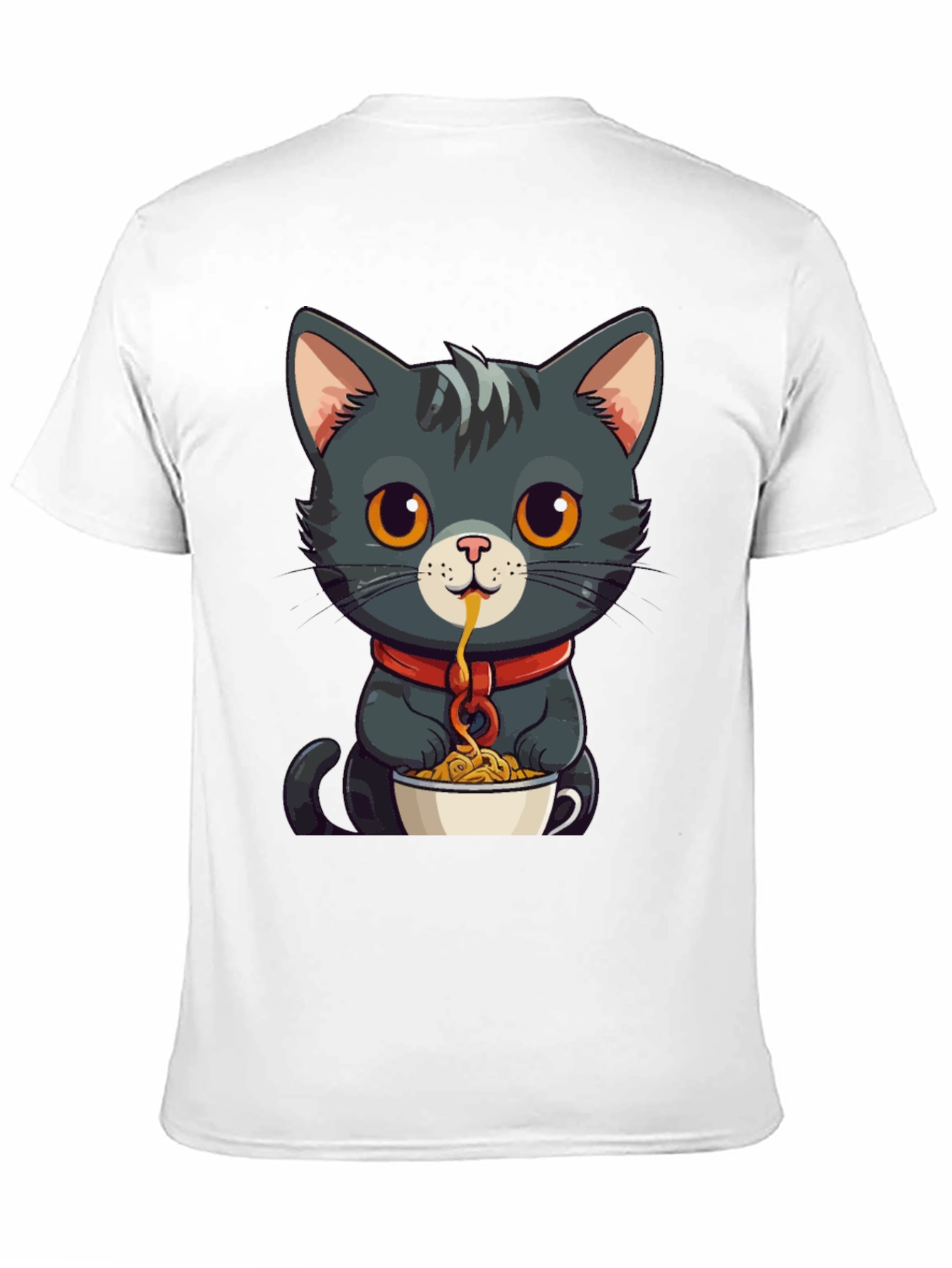 Cat Eating Spaghetti Graphic Tee