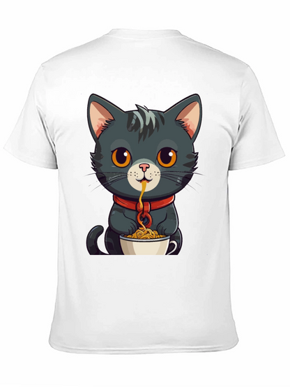 Cat Eating Spaghetti Graphic Tee