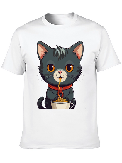 Cat Eating Spaghetti Graphic Tee