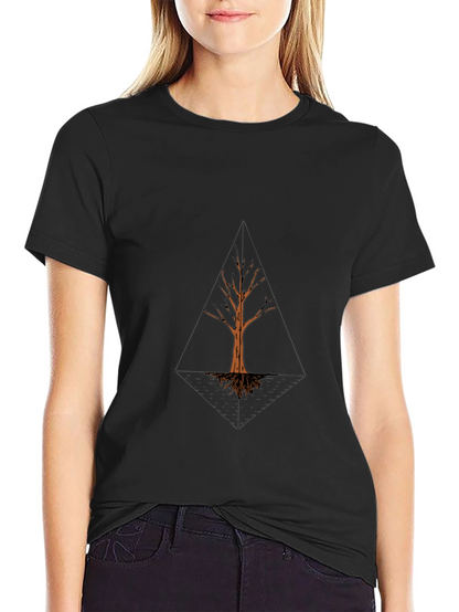 Geometric Tree Graphic Black T-Shirt
