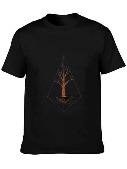 Geometric Tree Graphic Black T-Shirt