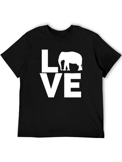 Love Elephant Graphic T-Shirt - Black