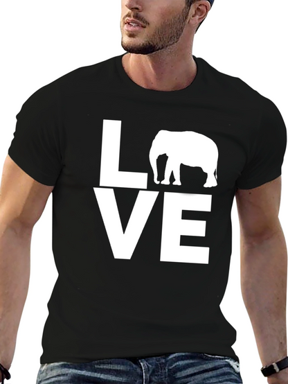Love Elephant Graphic T-Shirt - Black