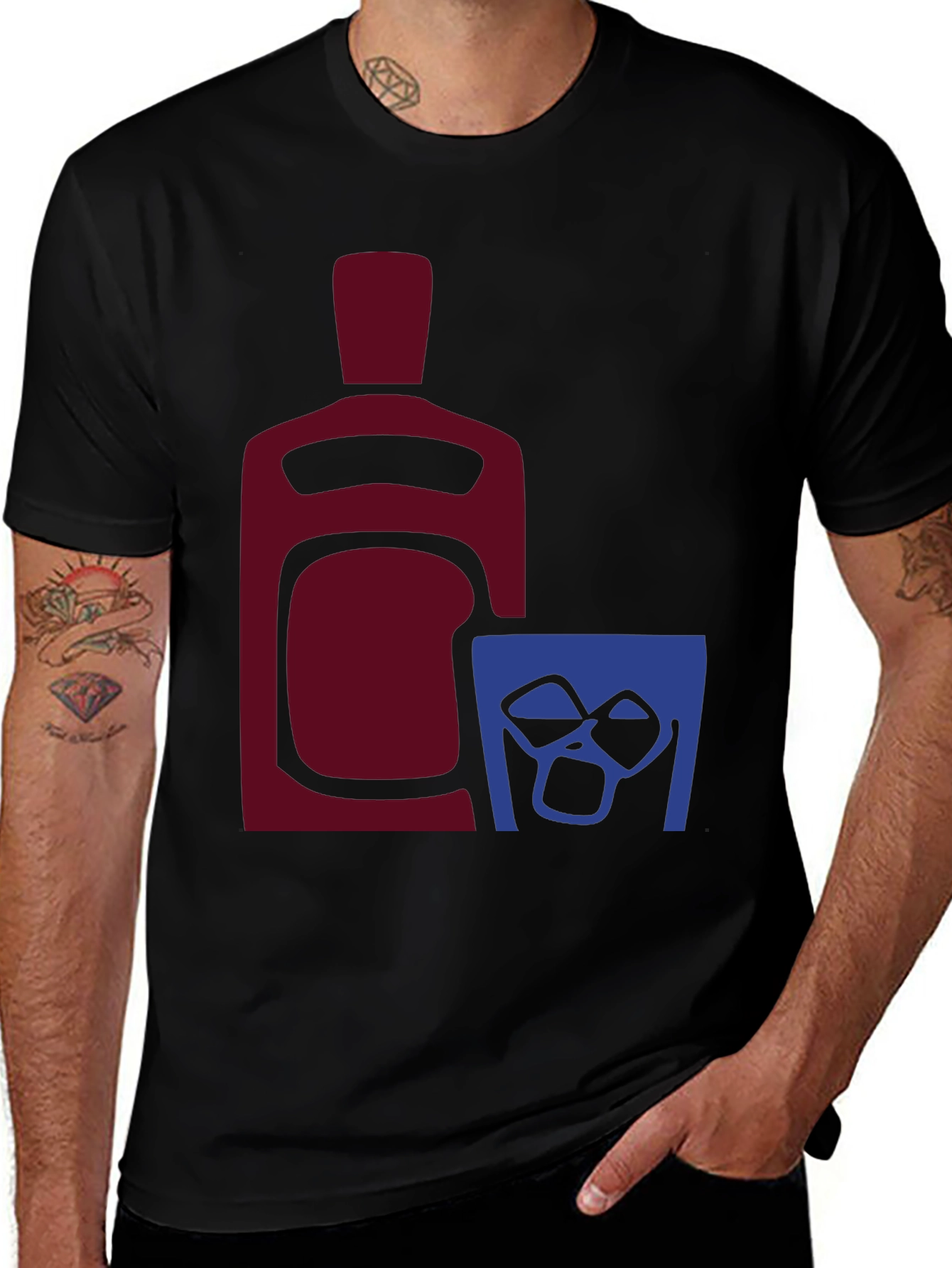 Whiskey Bottle and Glass Graphic Tee