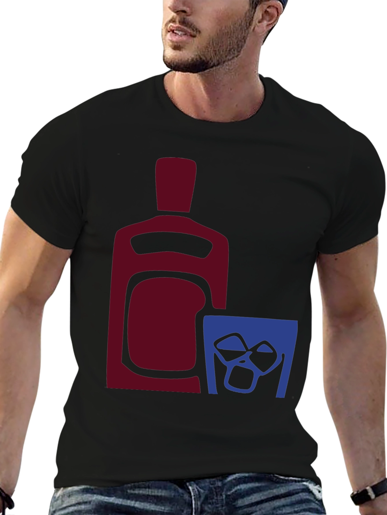 Whiskey Bottle and Glass Graphic Tee