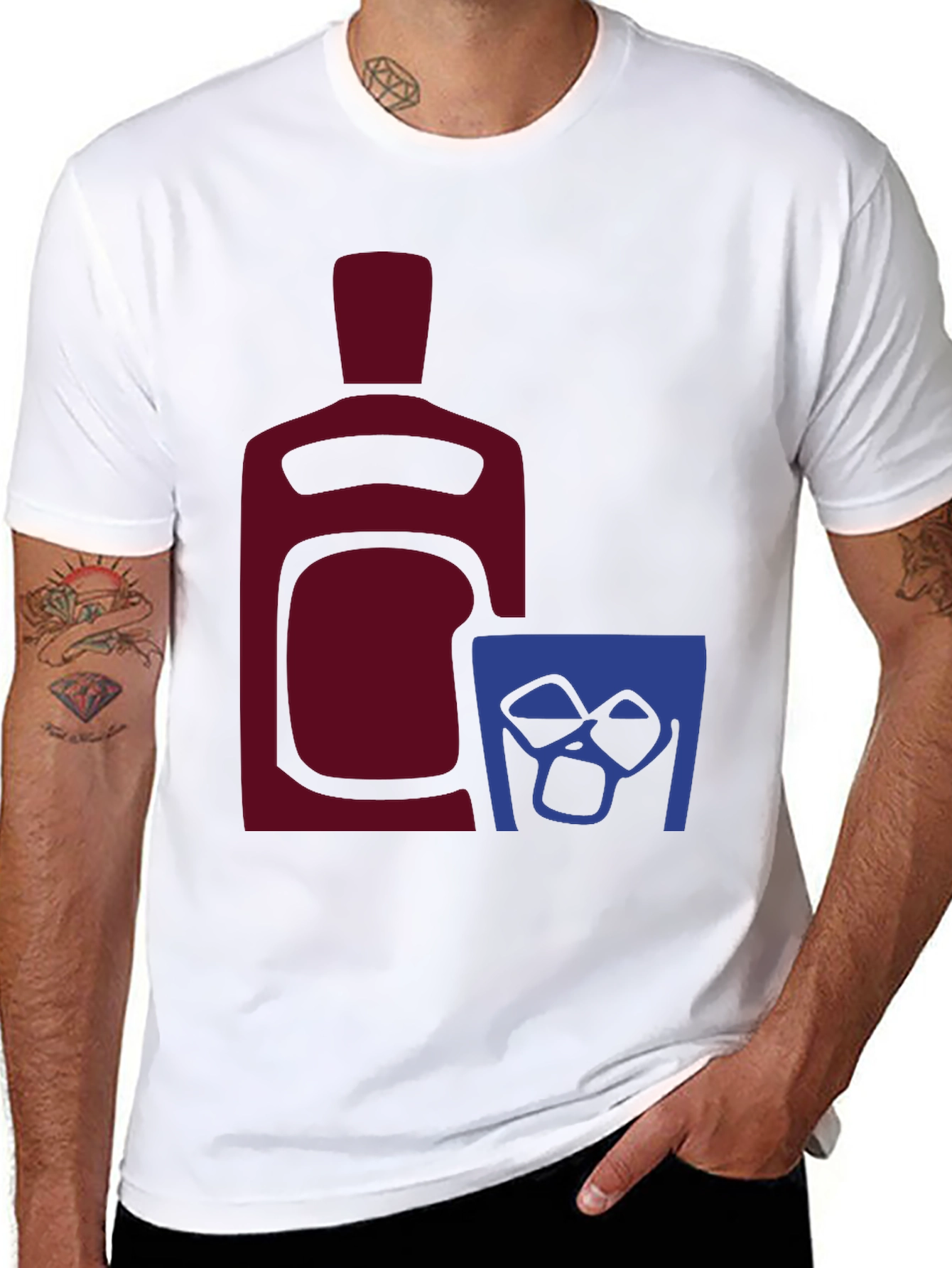 Whiskey Bottle and Glass Graphic Tee