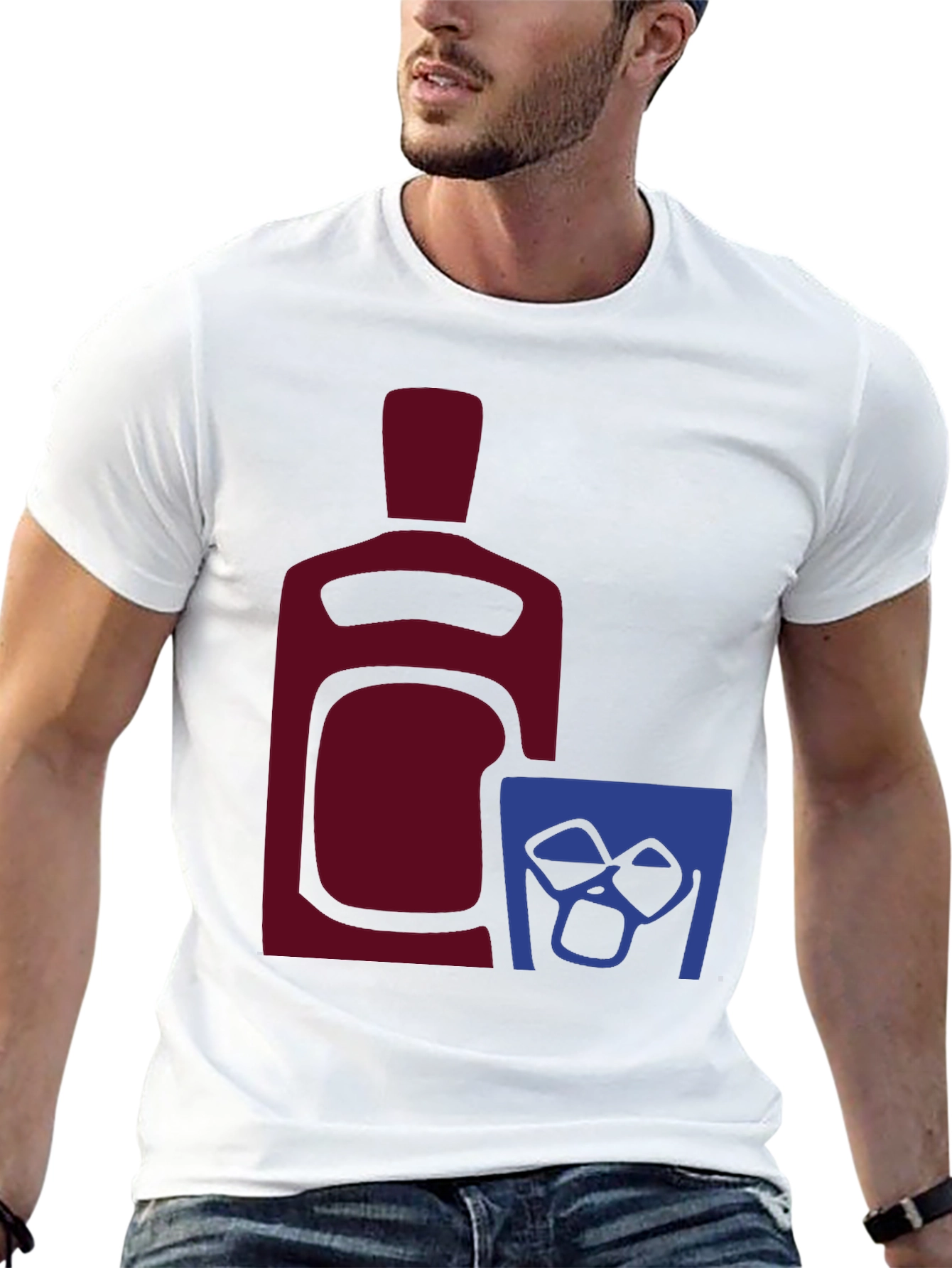 Whiskey Bottle and Glass Graphic Tee