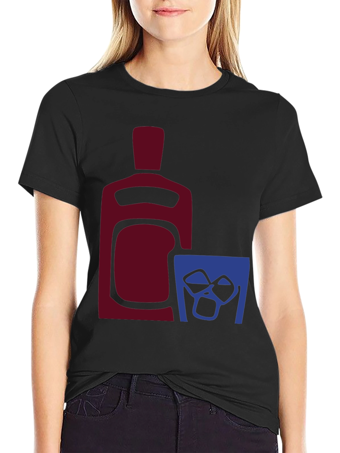 Whiskey Bottle and Glass Graphic Tee