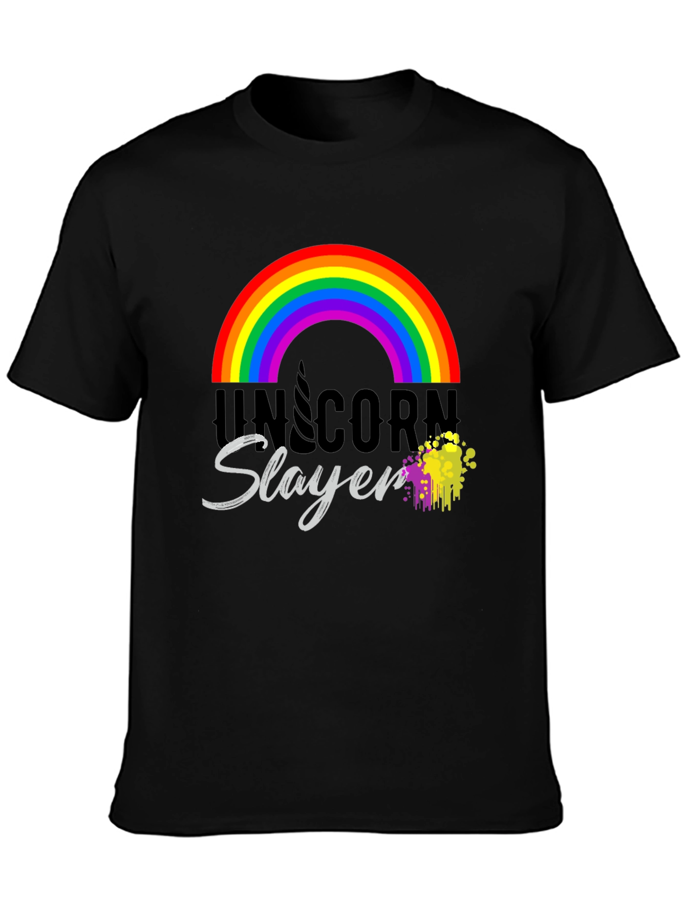 Unicorn Slayer T-Shirt Rainbow Design