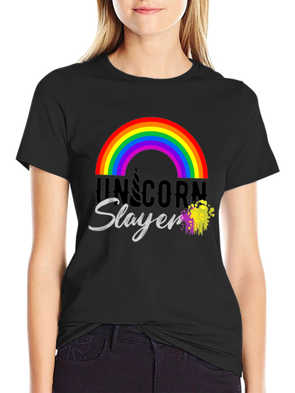 Unicorn Slayer T-Shirt Rainbow Design