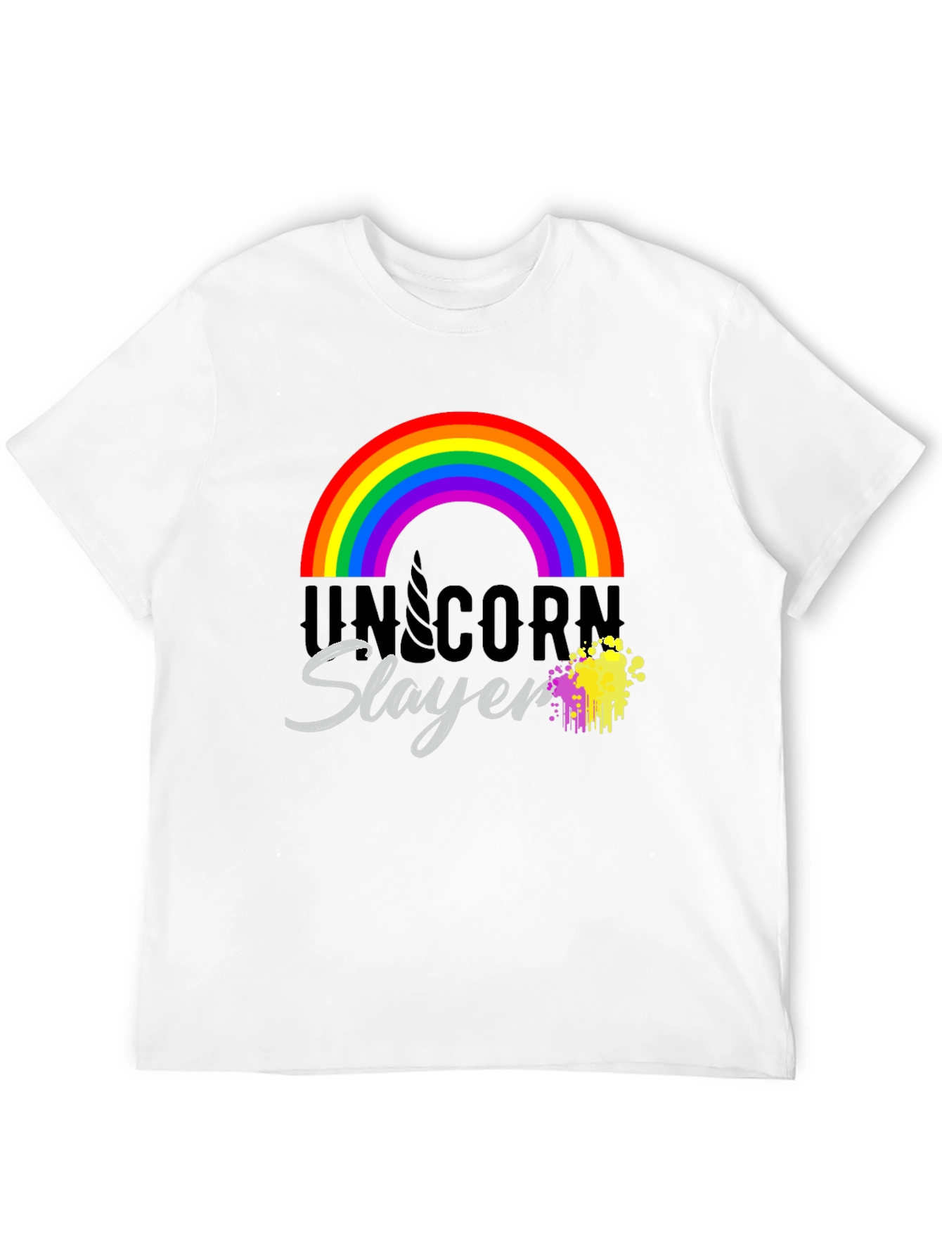 Unicorn Slayer T-Shirt Rainbow Design