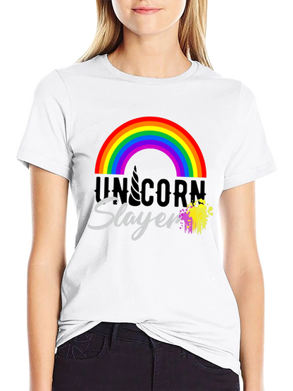Unicorn Slayer T-Shirt Rainbow Design