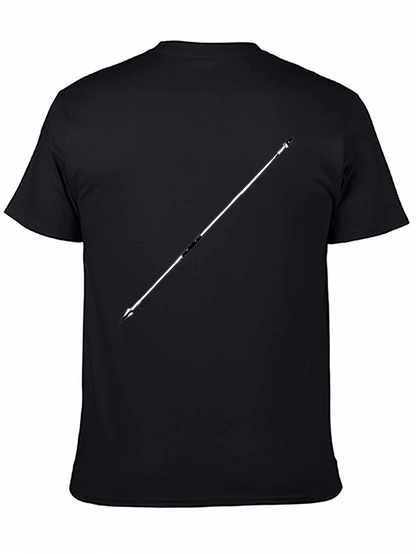Minimalist Spear Graphic Black T-Shirt