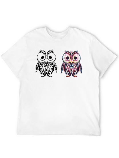 Owl Graphic Print Mens T-Shirt