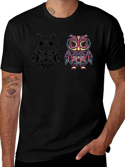 Owl Graphic Print Mens T-Shirt