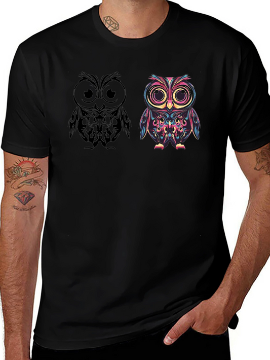 Owl Graphic Print Mens T-Shirt