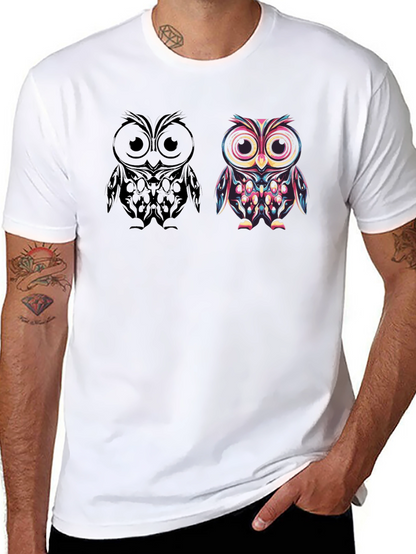 Owl Graphic Print Mens T-Shirt