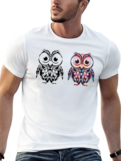 Owl Graphic Print Mens T-Shirt