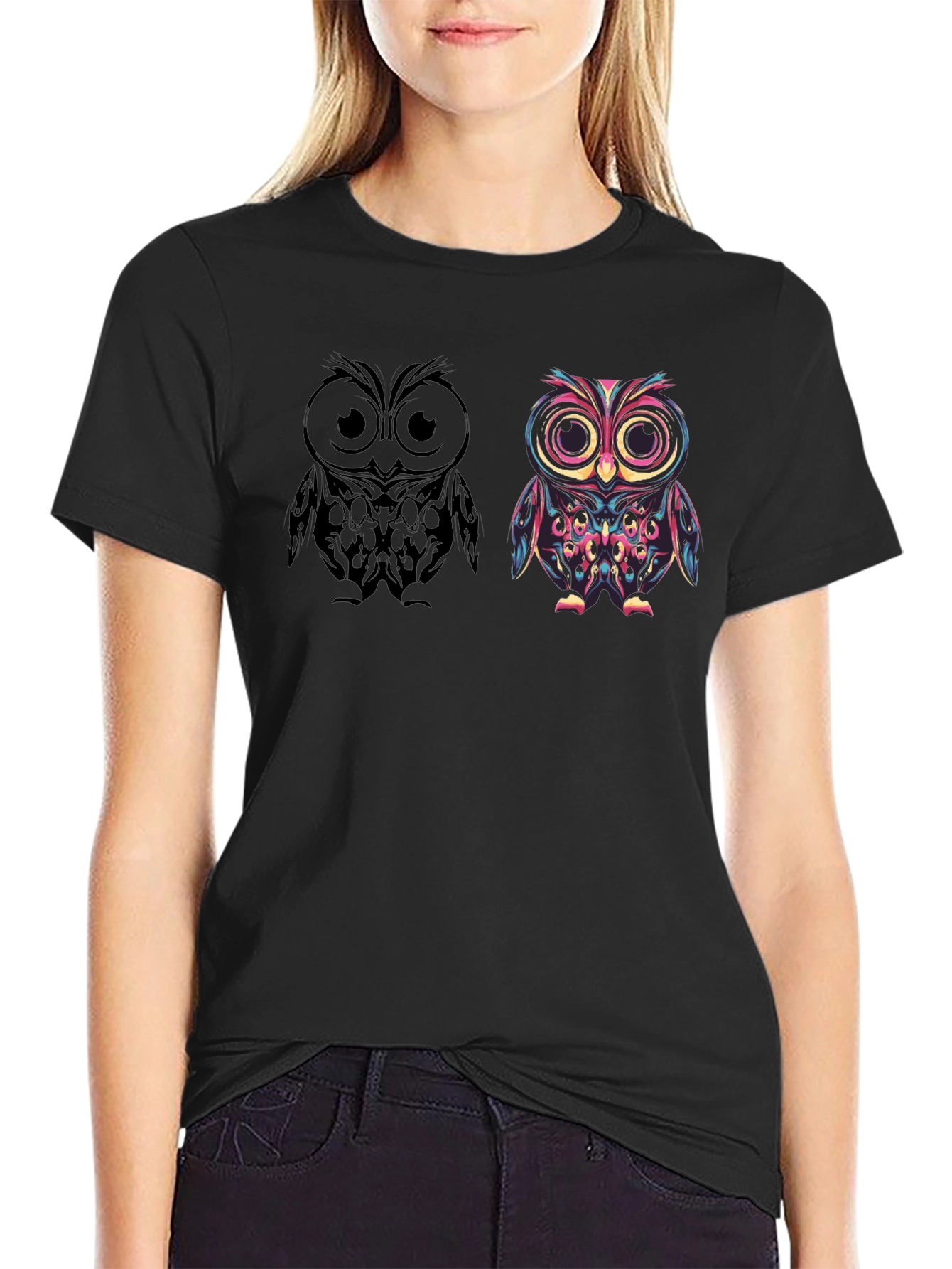 Owl Graphic Print Mens T-Shirt